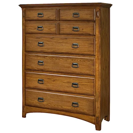 Six-Drawer Chest with Metal Handle Drawer Pulls